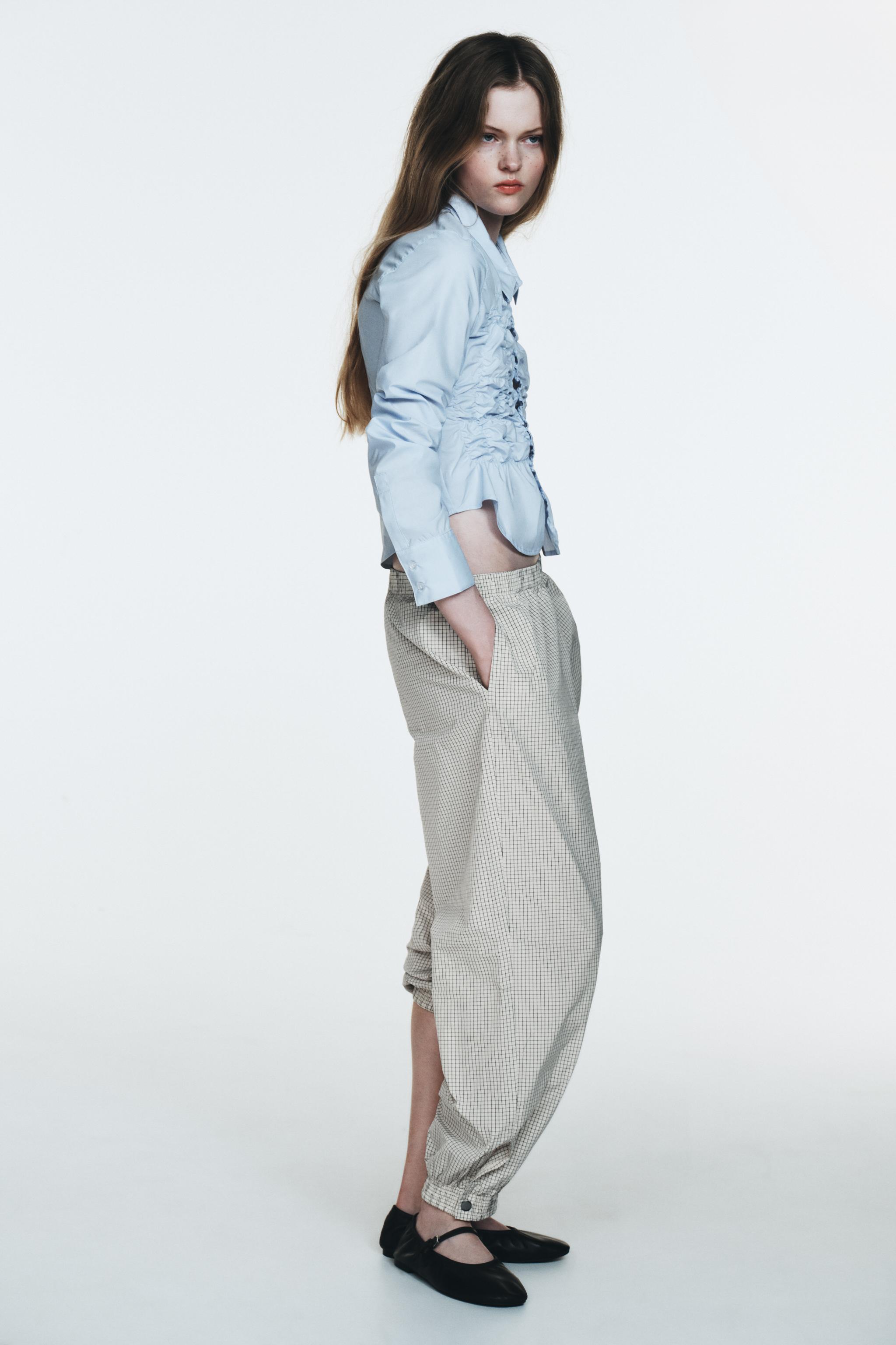 PANTALON BOUFFANT NYLON À CARREAUX